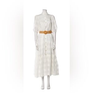 Zimmerman! White Button-Front Maxi Dress with Puff Sleeves
